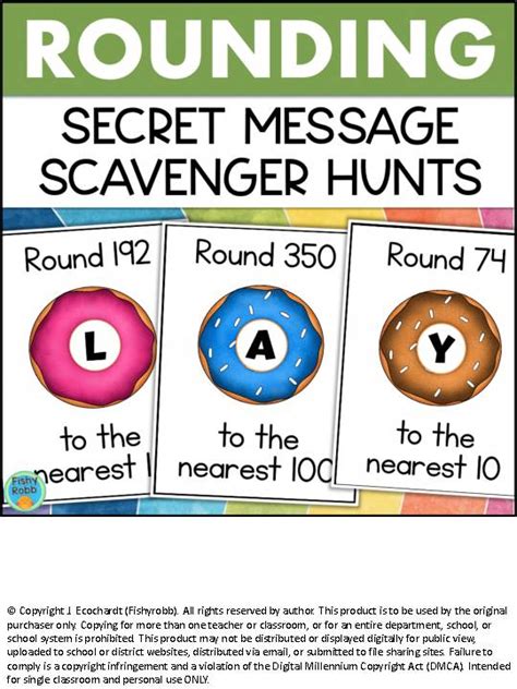 Rounding To The Nearest 10 And 100 Math Scavenger Hunt Secret Message