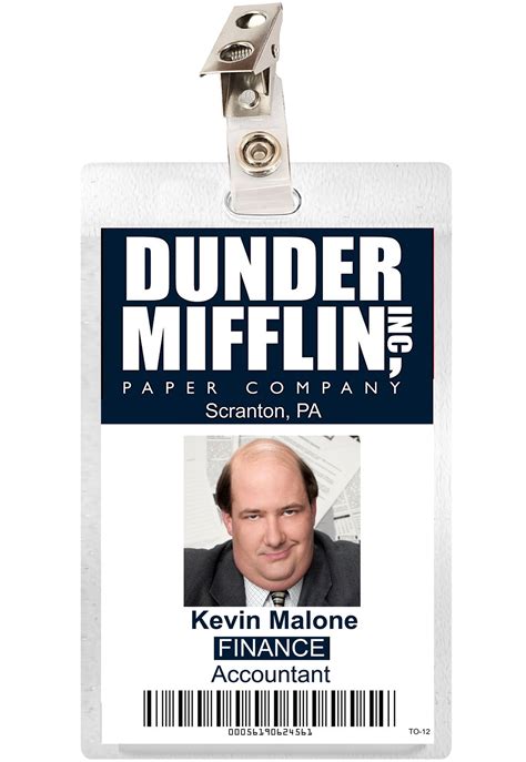 The Office Kevin Malone Dunder Mifflin Id Badge Cosplay Etsy Uk