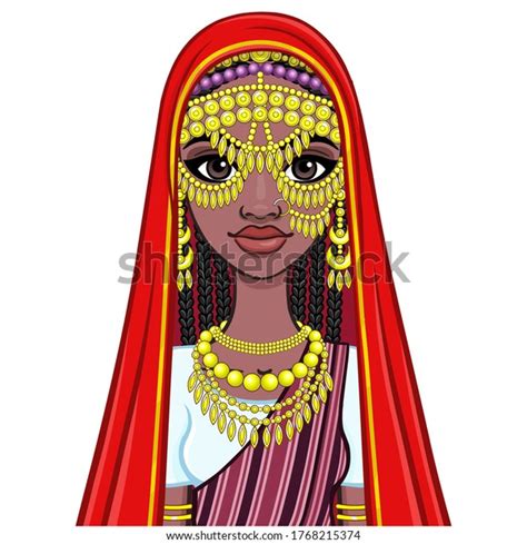 African Beauty Animation Portrait Beautiful Black Stock Vector Royalty Free 1768215374