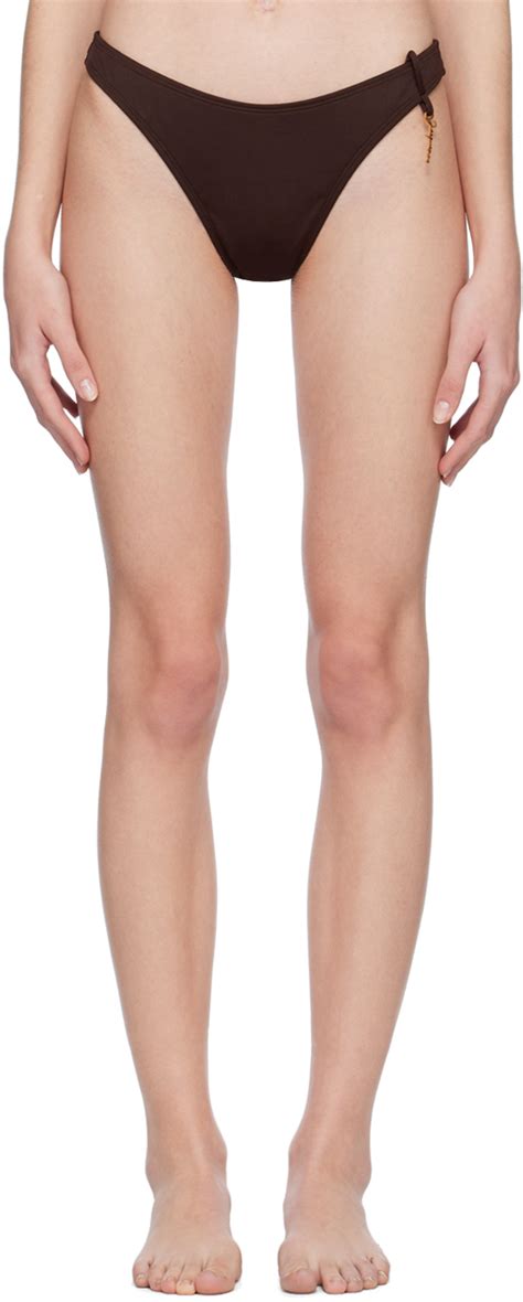 Jacquemus Le Bas De Maillot Signature Bikini Bottoms In Brown ModeSens