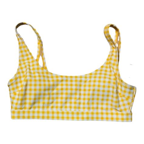 Old Navy Swim Nwt Yellow Gingham Old Navy Swim Top Bathing Suit Top Bikini M Pool Country