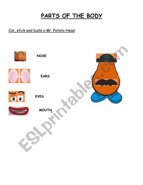 Parts Of The Face Mr Potato Head Esl Worksheet By Rodrigazzo