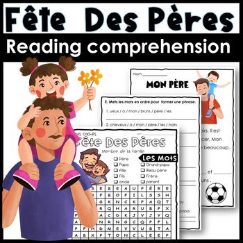 La Fête Des Pères Compréhension de lecture Fathers Day Core French