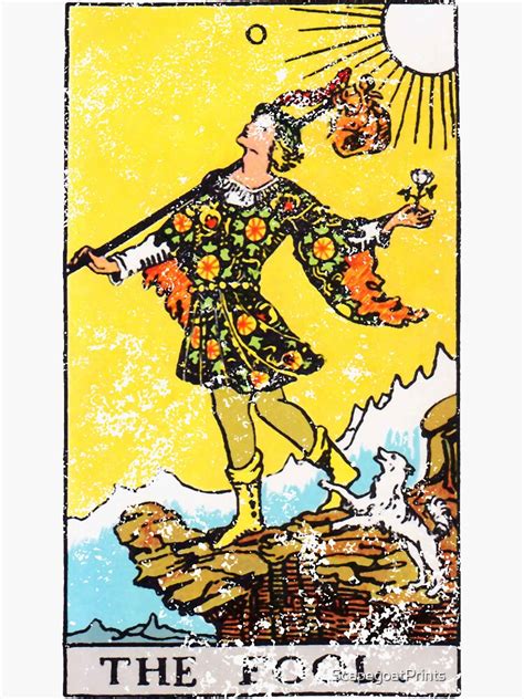 The Fool Worn Tarot Card Sticker Design Sticker For Sale By