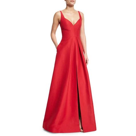 Halston Heritage Sleeveless V Neck Structured Gown 765 Liked On