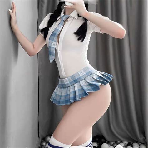 Ready StockWomen Lingerie JK Cosplay Sexy Dress Nightwear Open Crotch 日系修身可爱百褶裙开档连体衣 Lazada