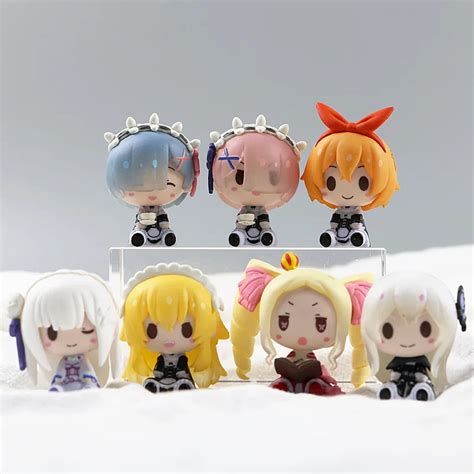 7 шт./набор, фигурки аниме «Рем Рам», 5 см | AliExpress