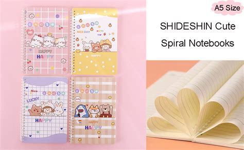 Amazon SHIDESHIN 4 Pack Cute A5 Spiral Notebooks Kawaii Journals