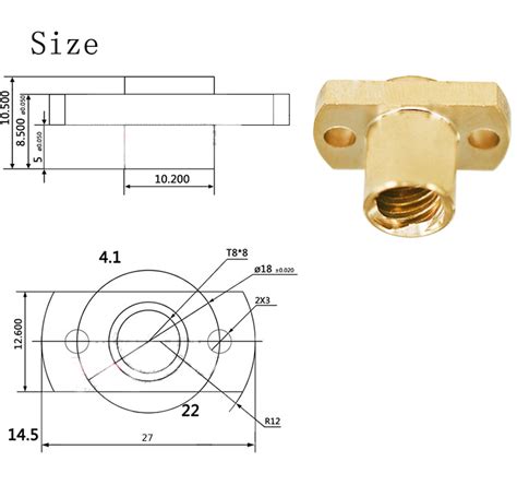 New 8pcs Brass T8 Lead Screw Nut Pitch 2mm For Stepper Motor 3d Printer Part Chile Shop