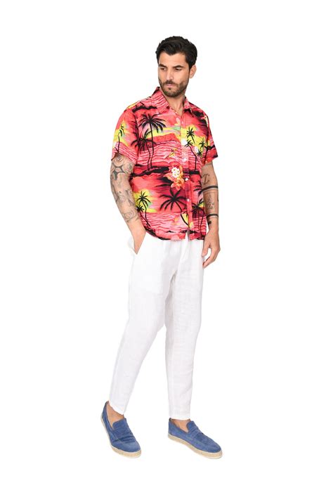 Camicia Uomo Manica Corta Hawaiana Floreale Camicie Casual Mezze