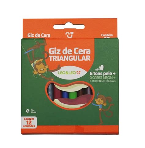 Giz De Cera 12 Cores Triangular Color Neon Metálico Conexão Papelaria