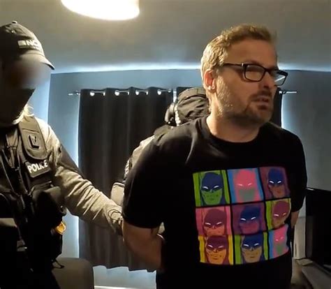 Moment Sex Offender In Batman T Shirt Gulps As He Is Arrested For Masterminding Paedophiles