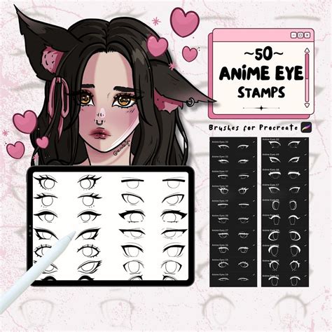 50 Anime Eye Stamps Procreate Stamps Manga Brushes Anime Stamps