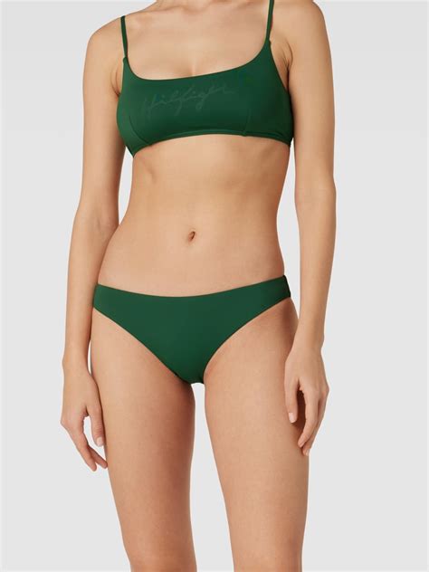 Kup Online TOMMY HILFIGER Figi Bikini Z Nadrukiem Z Logo Ciemnozielony