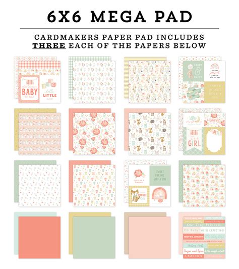 Echo Park Its A Girl Cardmakers 6x6 Mega Paper Pad Scrapbook Generation