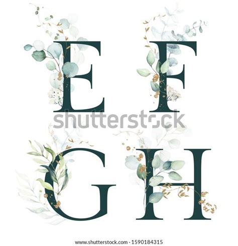 Find Dark Green Floral Alphabet Set Letters Stock Images In Hd And