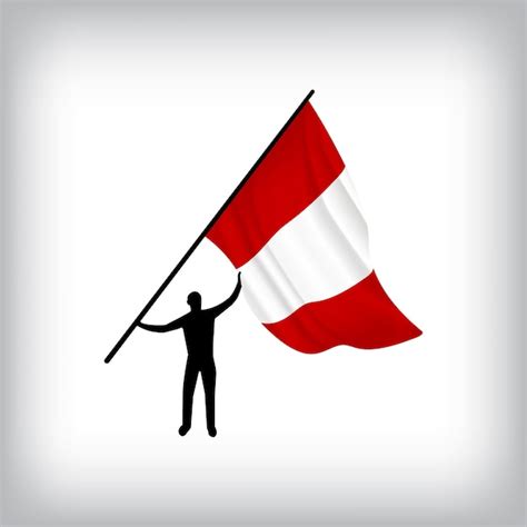 Premium Vector A Man Holds The Flag Of Peru In The Air Vector Flag