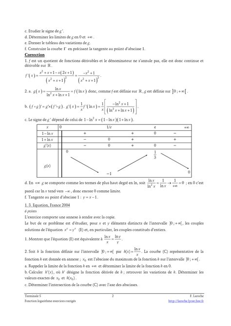 Solution Logarithme Neperien Exercices Corriges Studypool