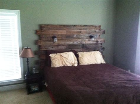 Rustic Barnwood Headboard With Reading Lights By Hammernheel 60000