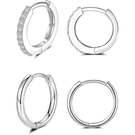 3 Paires Boucles DOreilles Femmes Hommes En Argent 925 Zircone Cubique