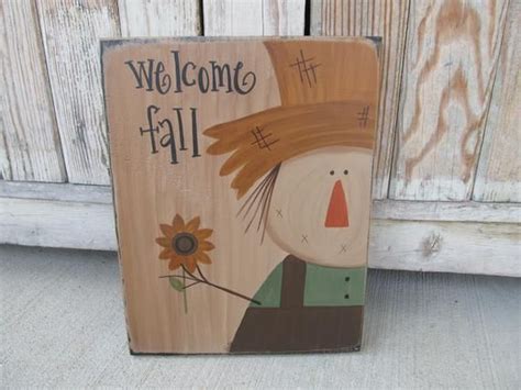 Primitive Scarecrow Autumn Fall Personalized Hand Painted Wooden Sign Gcc4659 Etsy Fall