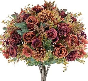 Amazon Gtidea Bundles Artificial Fall Flowers Colors Fake