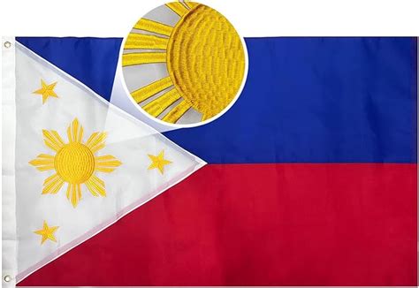 Amzflag Embroidered Filipino Philippine Flag 3x5 Ft