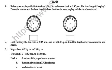 Cbse Class 3 Maths Time Question Bank