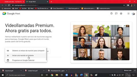 Como crear una Reunión instantánea en Google meet inicia reunion