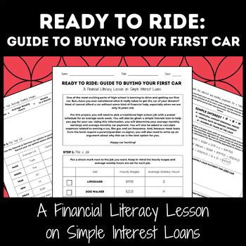 Ready To Ride First Car Financial Literacy Simple Interest Loan