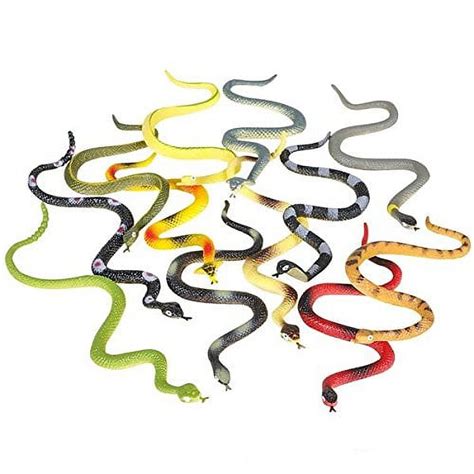 Rubber Assorted Colorful Rainforest Snakes 4 6 12 Pack Snake Toys