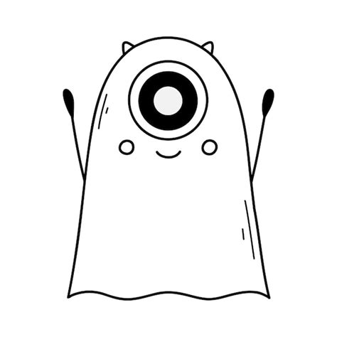 Premium Vector Cute Monster In Doodle Style Linear Baby Monster