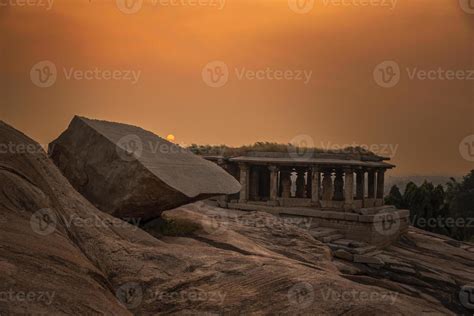 View of Hampi ruins at sunset on Hemakuta hill. 21682485 Stock Photo at ...