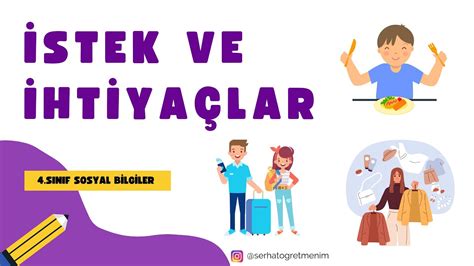 4 Sınıf Sosyal Bilgiler İstek ve İhtiyaçlar YouTube