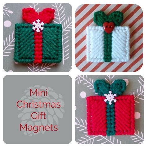 Plastic Canvas Christmas Ts Mini Magnets Set Of 3 Etsy