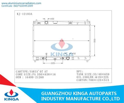 YARIS 07 AT Toyota Radiator Manufacturers Wholesale Products KINGA