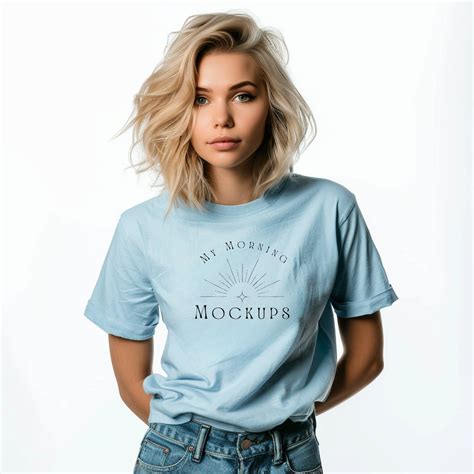 Light Blue 5000 Mockup T Shirt Mockup Light Blue 5000 Mock Up Oversized