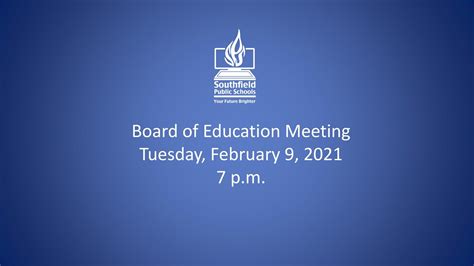 Southfield Public Schools February 2021 Board Meeting Youtube