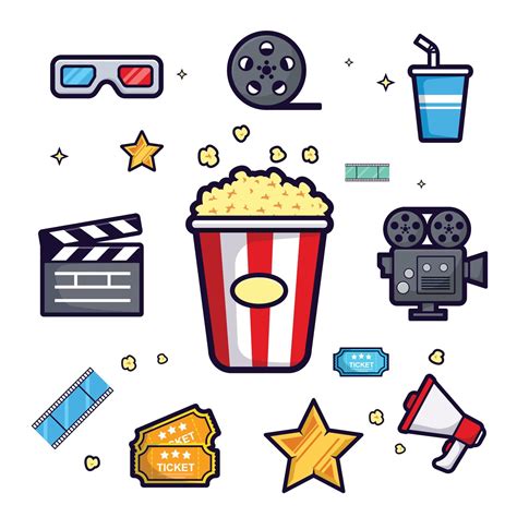 Iconos De Dibujos Animados De Cine Conjunto Aislado Vector Vector The