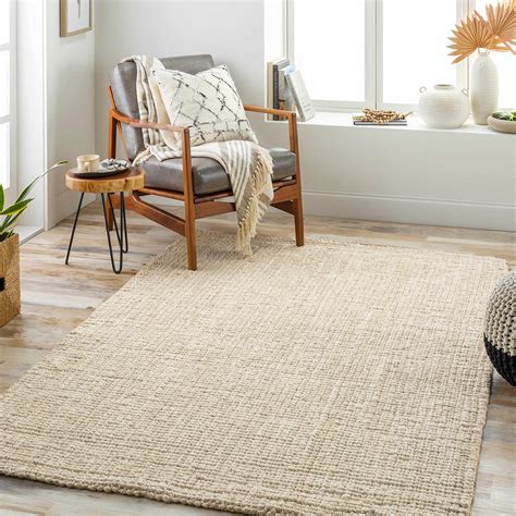 Hauteloom Ambel Bleached Jute Rug Natural Fiber Area Rug Natural