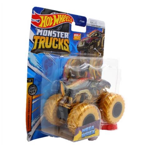 Hot Wheels Monster Trucks 1 64 Scale Mega Wrex Gold Includes Connect And Crash Car 1 Frys