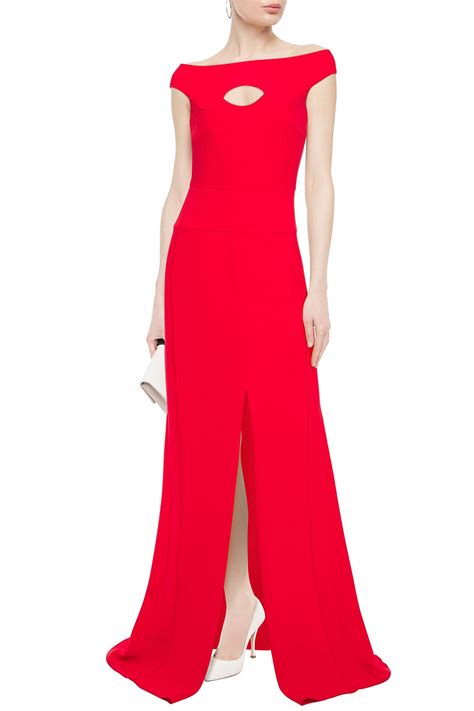 Roland Mouret Woman Cutout Pleated Wool Crepe Gown Red