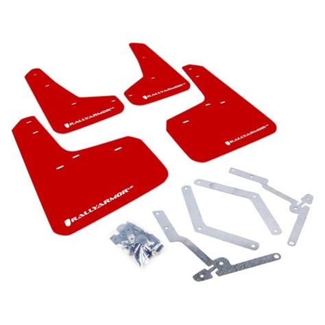 Rally Armor Mf Ur Rd Wh Ur Series Red Mud Flap Kit With White