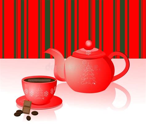 Christmas Hot Coffee Cup On Red Background Stock Vector Illustration Of Beverage Card