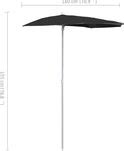 VidaXL Parasol Half Met Paal 180x90 Cm Zwart Bol