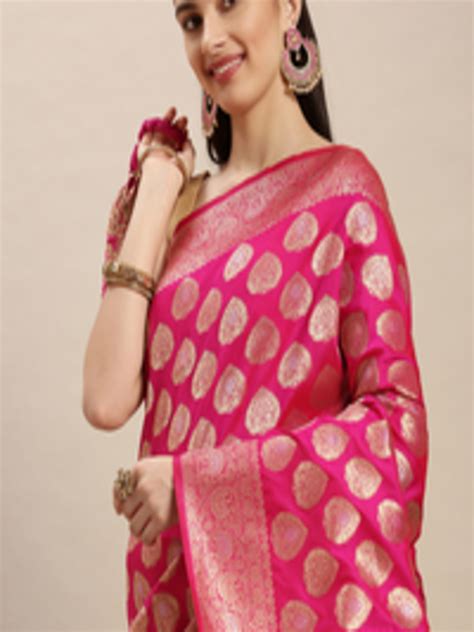 Buy Royal Rajgharana Saree Pink And Gold Toned Ethnic Motifs Zari