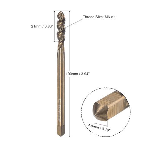 Uxcell Rosca De Rosca En Espiral M X Cobalto M Trico Hss Acero De