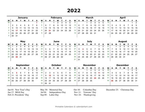 Year Calendar Printable With Holidays Wiki Calendar Year