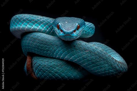 Blue White Lipped Island Pit Viper Trimeresurus Insularis Native To