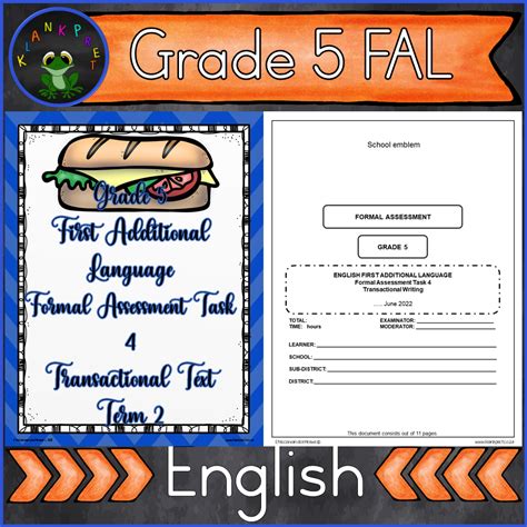 Grade 5 English First Additional Language Assessment Task 4 And 5 Term 2